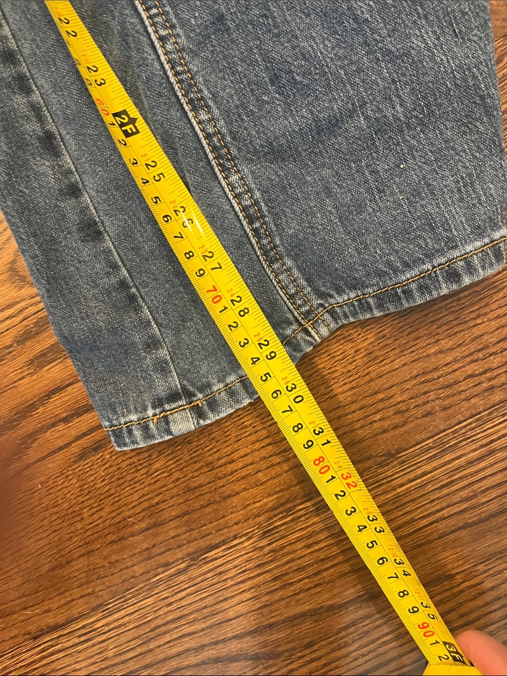 Pilcro Wide-Leg Flared Jeans in Medium Blue - Picture 2 of 4